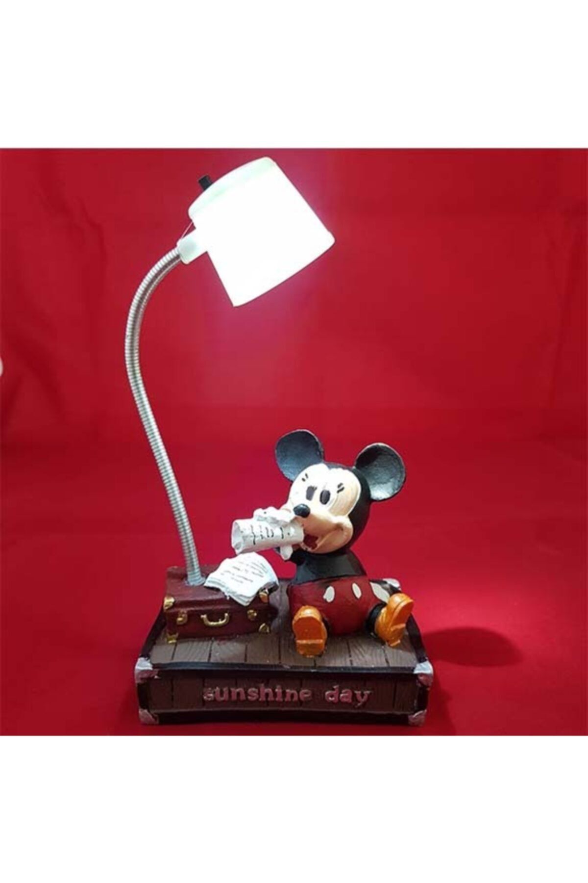 Hediye Seviyorum Yılbaşı Mickey Mouse Beyaz Gece Lambası Işıklı Biblo