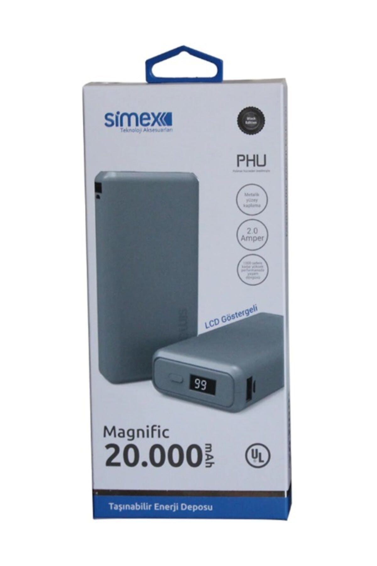 Simex Magnific Powerbank Şarj Cihazı 20000mah Gri