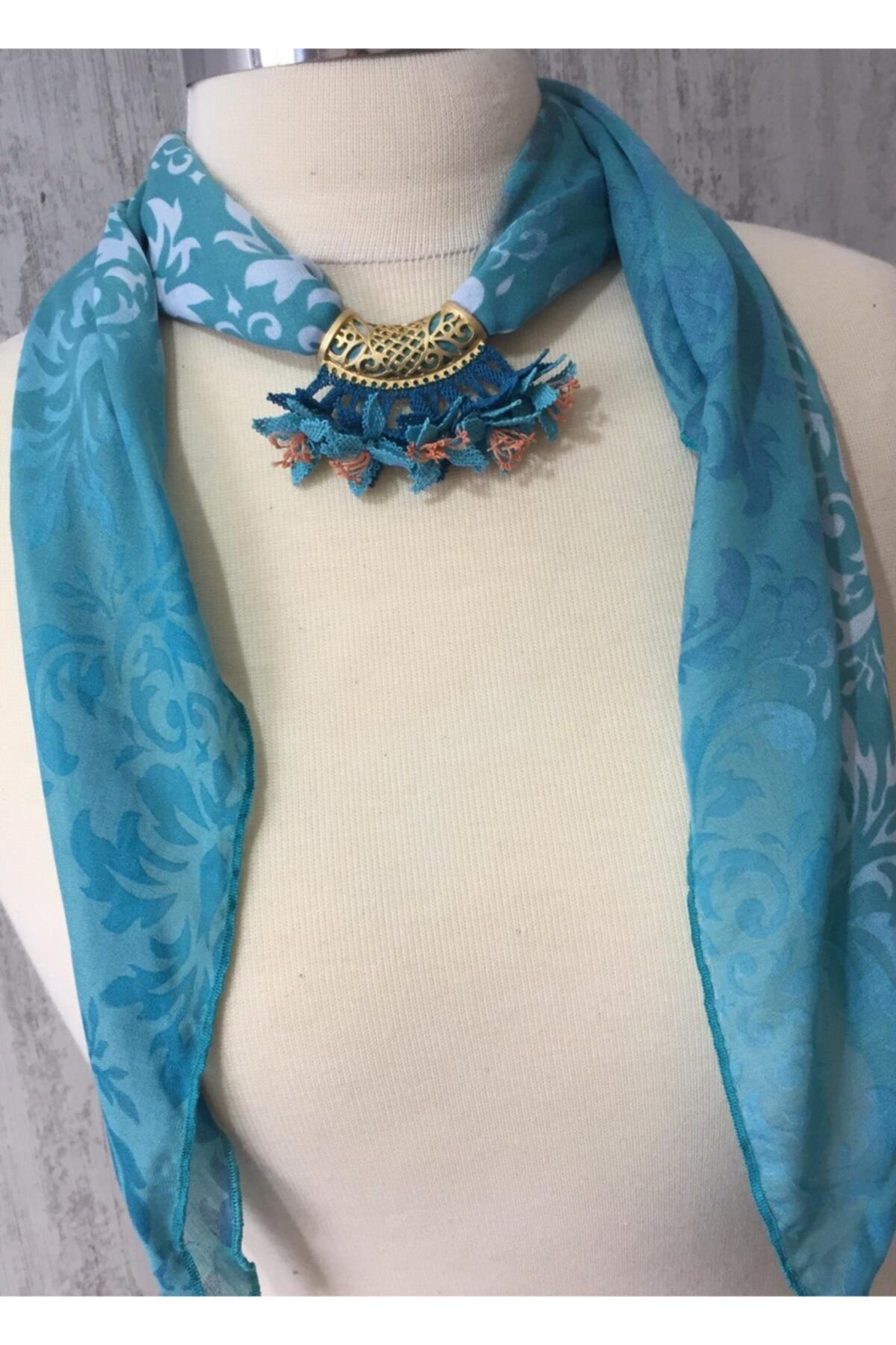 KAFTAN TAKI TASARIM Otantik Altın Kaplama Metalli Iğne Oyası Fular
