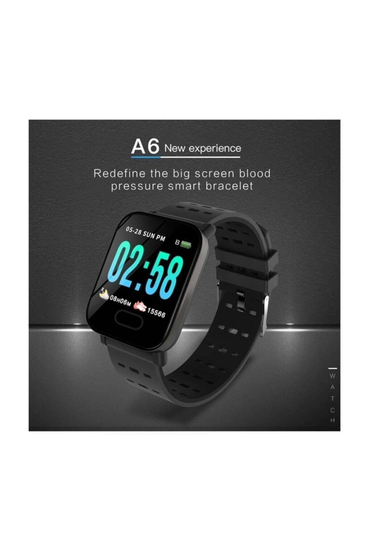 pazariz A6 Smart Watch Akıllı Saat Suya Dayanıklı Nabız Ölçer