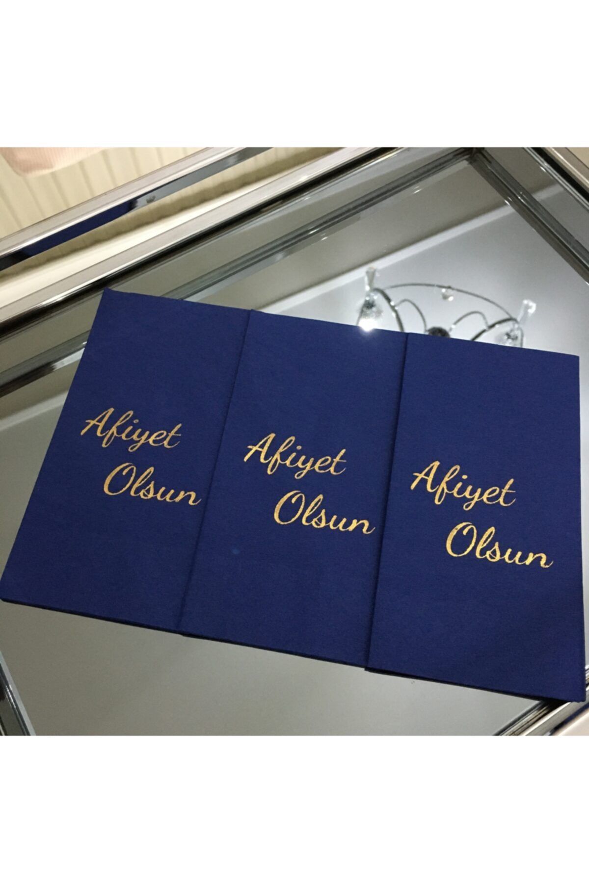 busrasdesign Yaldızlı Afiyet Olsun Lacivert Sunum Peçetesi 20li