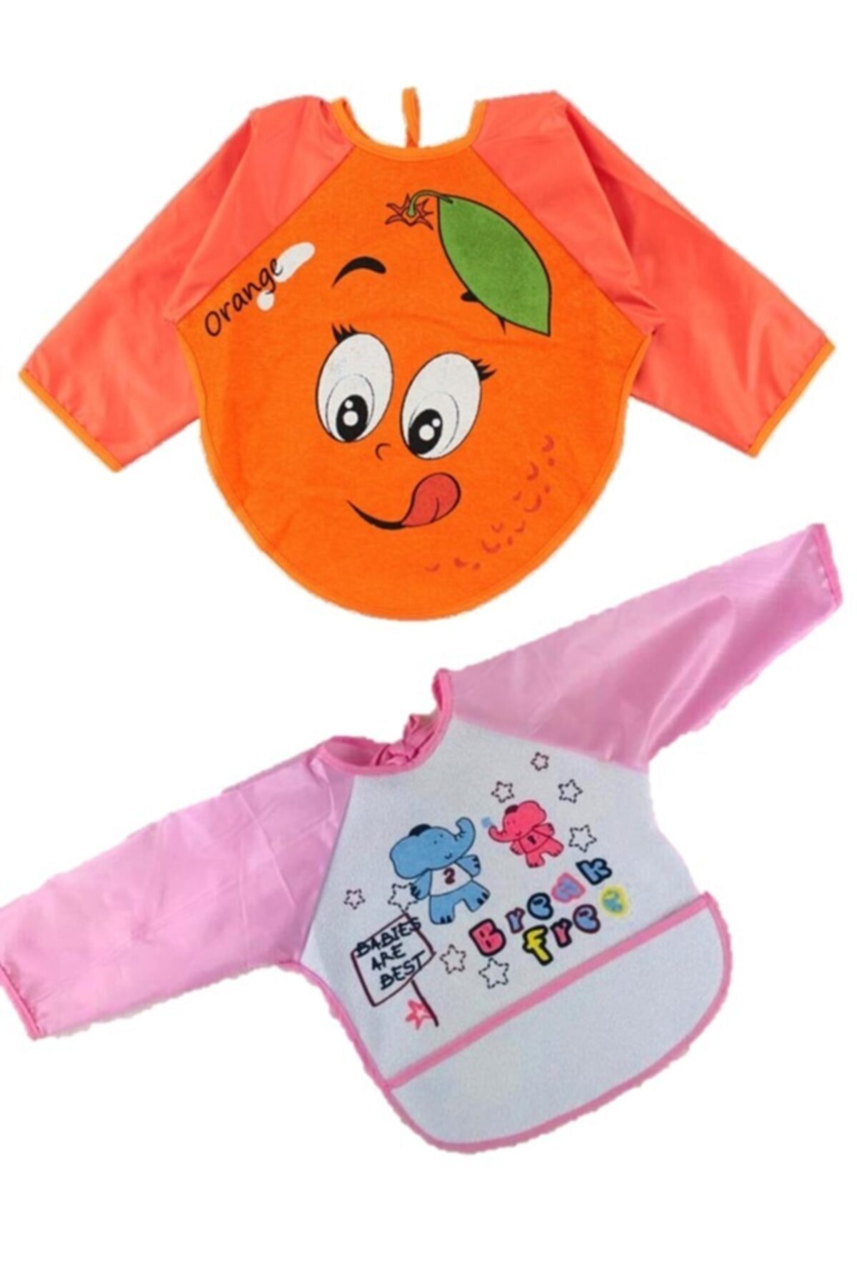 buudakids 2 Adet Giyilebilir Meyve Desenli Ve Figürlü Kollu Mama Önlüğü