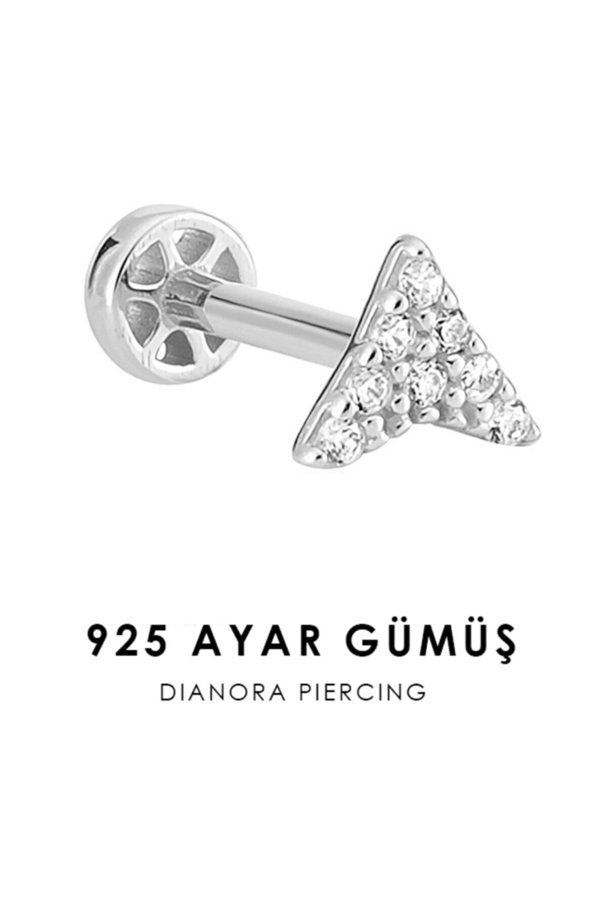 Dianora Piercing Taşlı Boomerang Gümüş Tragus Piercing