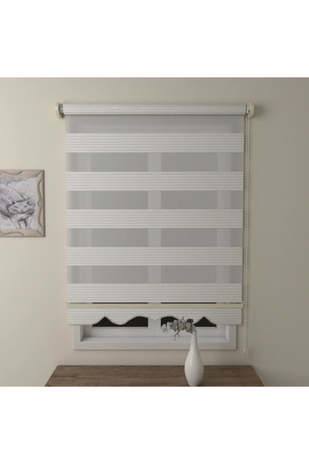 Brillant Beyaz Pliseli 160x200 Zebra Perde Etek Dilimli Zb481