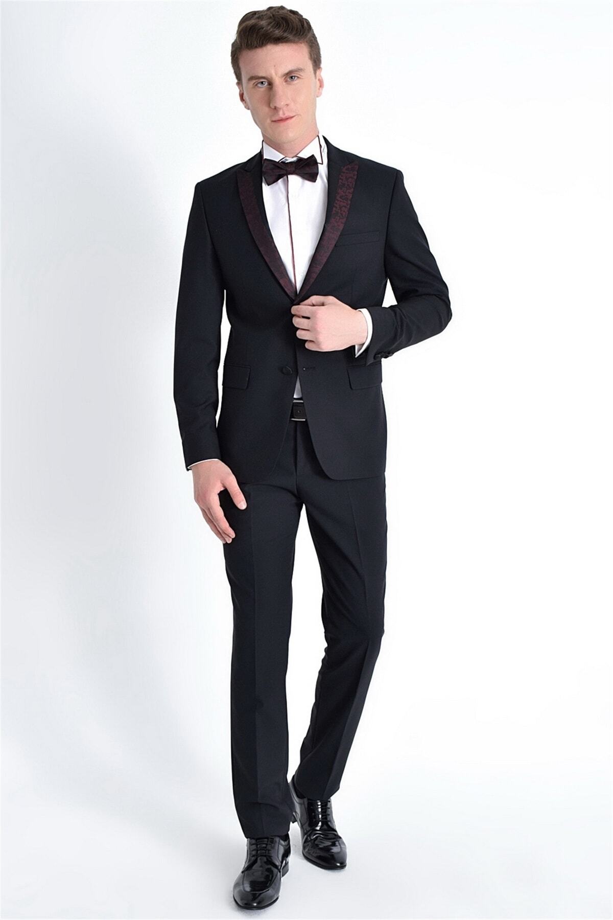 Efor Erkek Siyah Slim Fit Takım Elbise 047