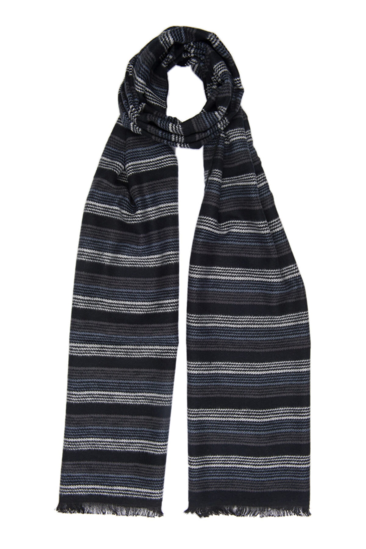 Silk and Cashmere Unisex Lacivert İpek Karışımlı Lotus Baskılı Kaşkol 30X180 A191F310025