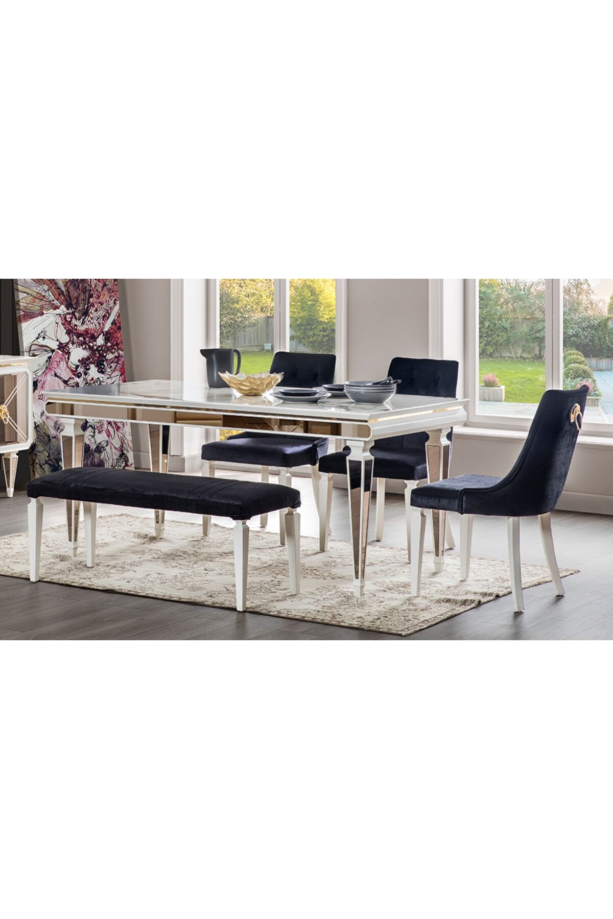 CaddeYıldız Rachel Luxury Masa Takımı - Ekru