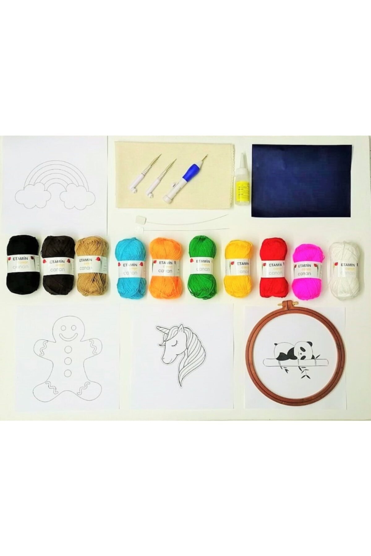 Hobigun Punch Seti Panç Panc Iğne Tutkal Kasnak Model