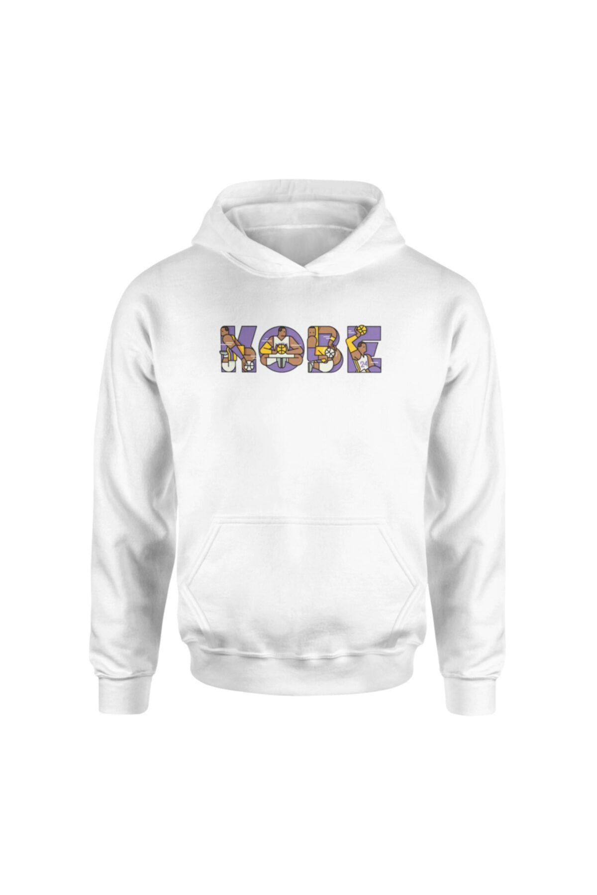 NSJ SPORTIVE Unisex Beyaz Kobe Graph Hoodie Kapüşonlu Sweatshirt