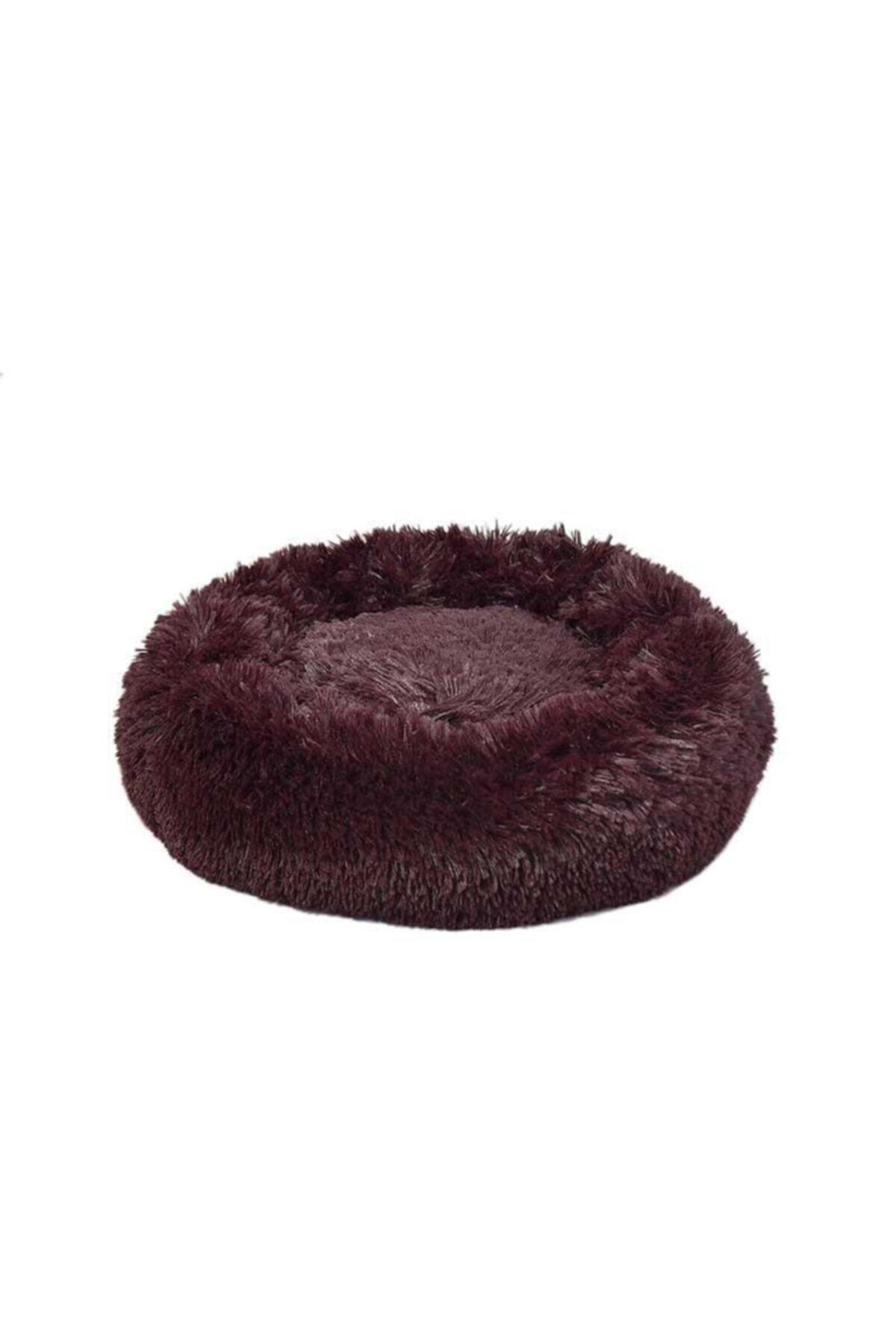 Dubex Ponchik Peluş Kedi Köpek Yatağı Bordo Large