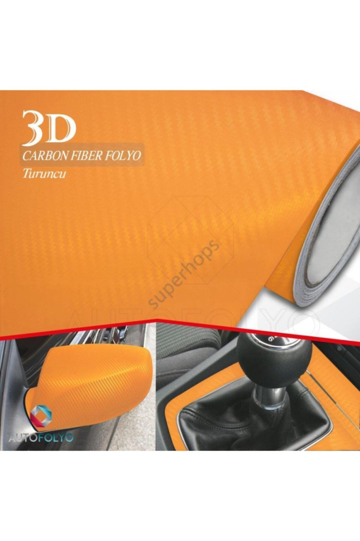 AUTOFOLYO Karbon Folyo Turuncu 127 Cm X 4 Metre