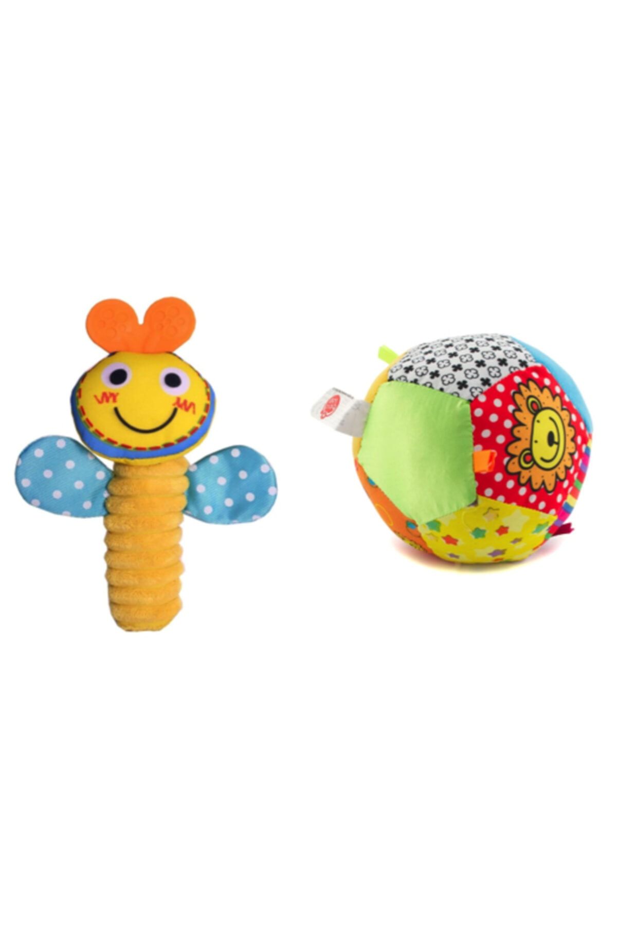 Biba Hışırtılı Sık Sık Arıcık Diş Kaşıyıcı Ve Çıngıraklı Topum 13 Cm 2'li Set