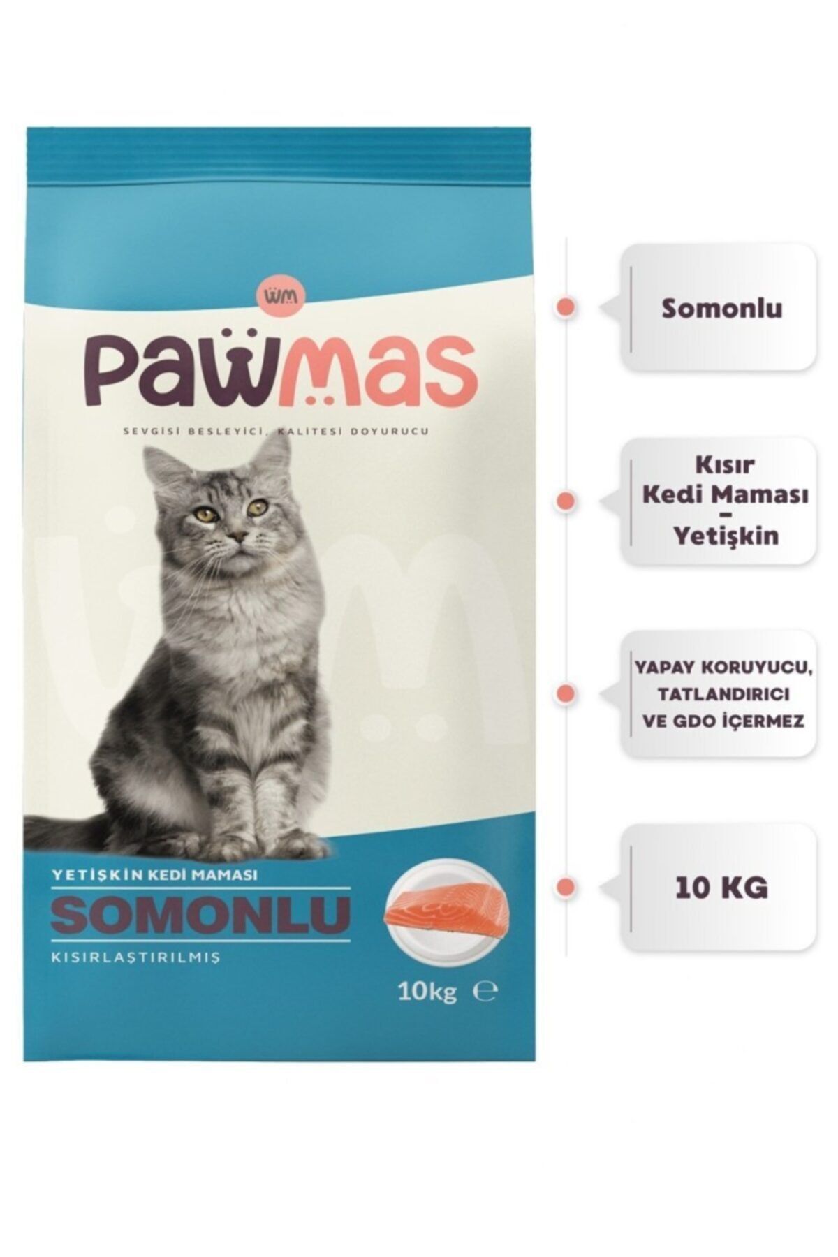 pawmas somonlu kisirlastirilmis yetiskin kedi mamasi 10 kg 2 adet fiyati yorumlari trendyol