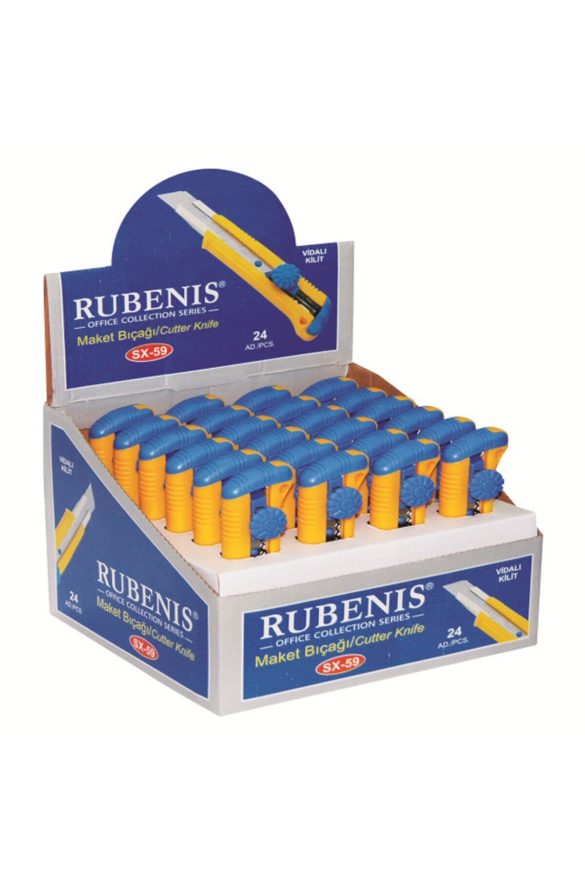 Rubenis Sx-59 Maket Bıçağı Sıkmalı Yedekli (24 Lü Kutu)