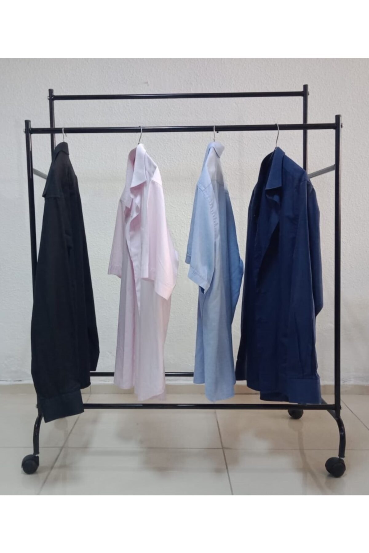 BRŞMOBİLYA Askılık Konfeksiyon Askılığı Tekerlekli Çift Askılık