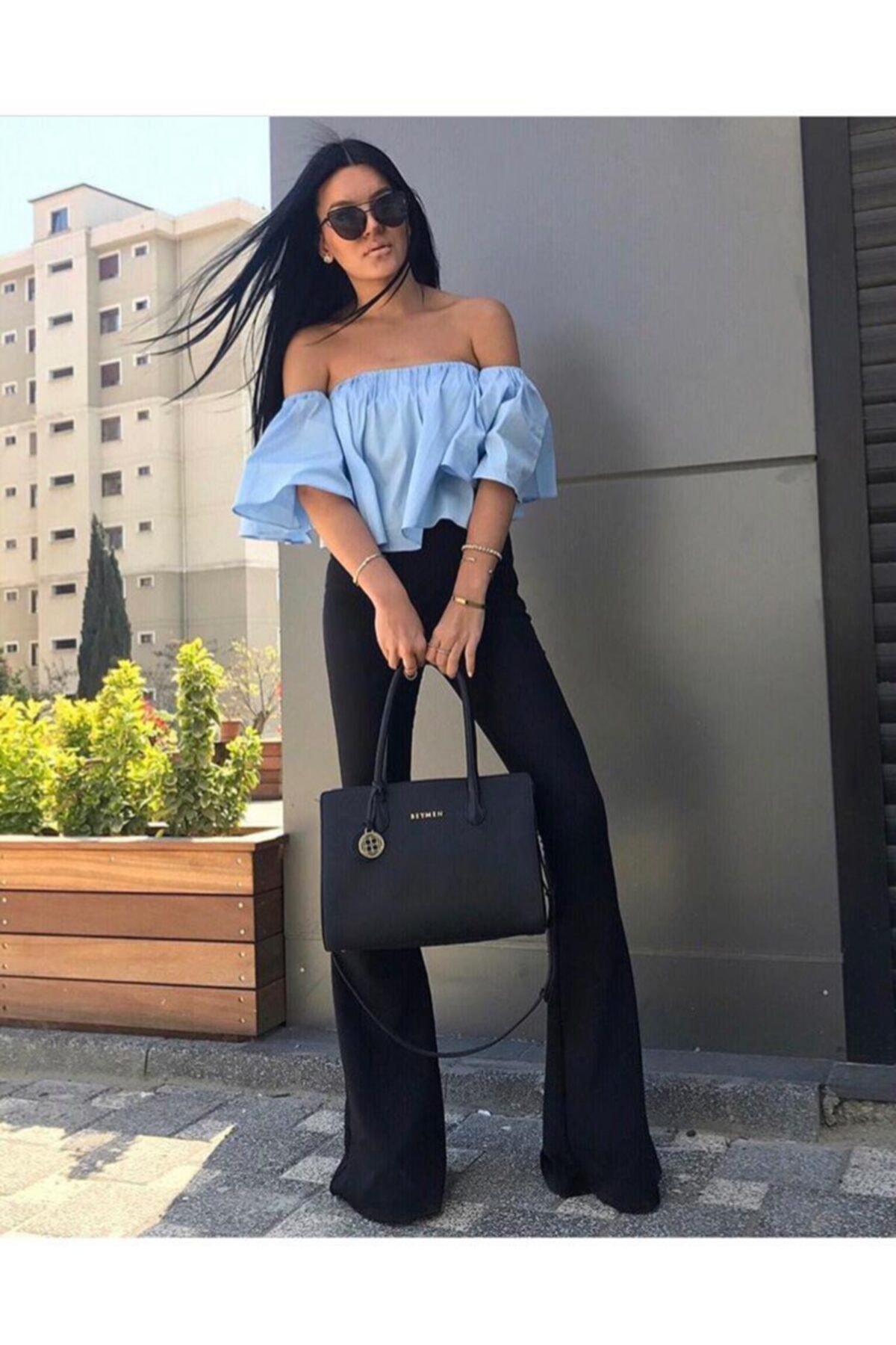 Fashiontayt Kadın Siyah İspanyol Paça Tayt