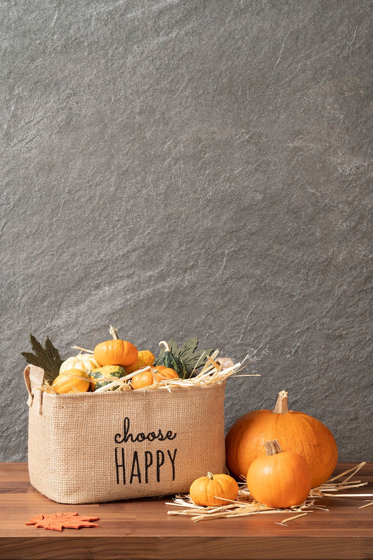 OCEAN HOME Choose Happy Baskılı Sepet //30x21x18