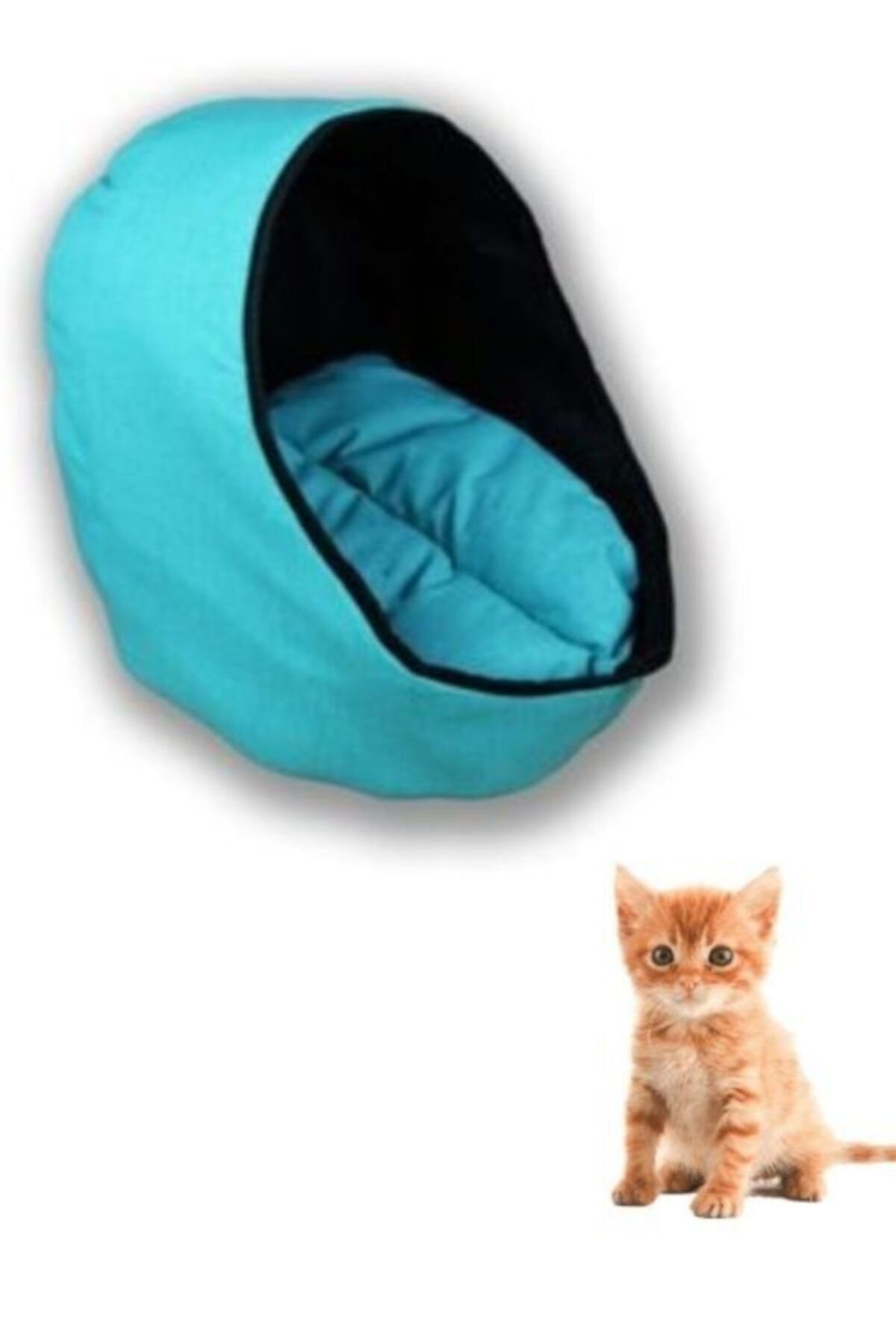 Auracar Kedi Yatağı Mağara Modeli Kedi Evi Yatağı Mağara Modeli Kedi Yuvası Evi Kulübesi Minderi-turkuaz
