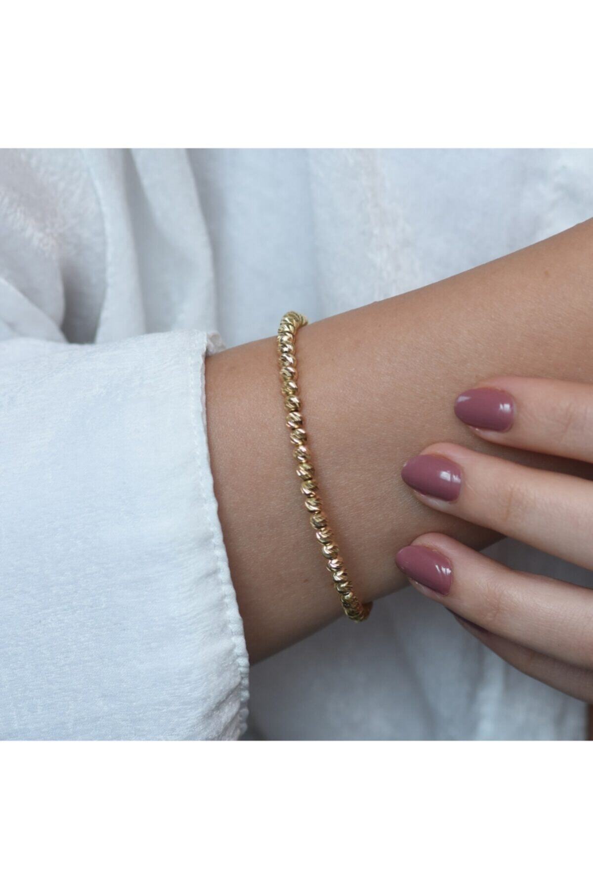 Goza Jewellery Dorika Tek Sıra Kalın Toplu Altın Bileklik