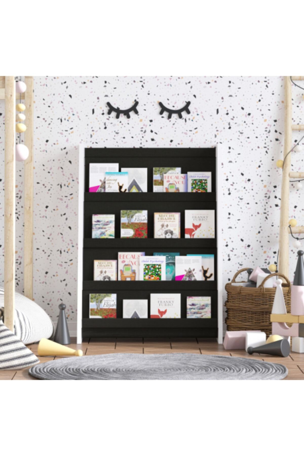 DECORMET Çocuk Kitaplığı Siyah+beyaz