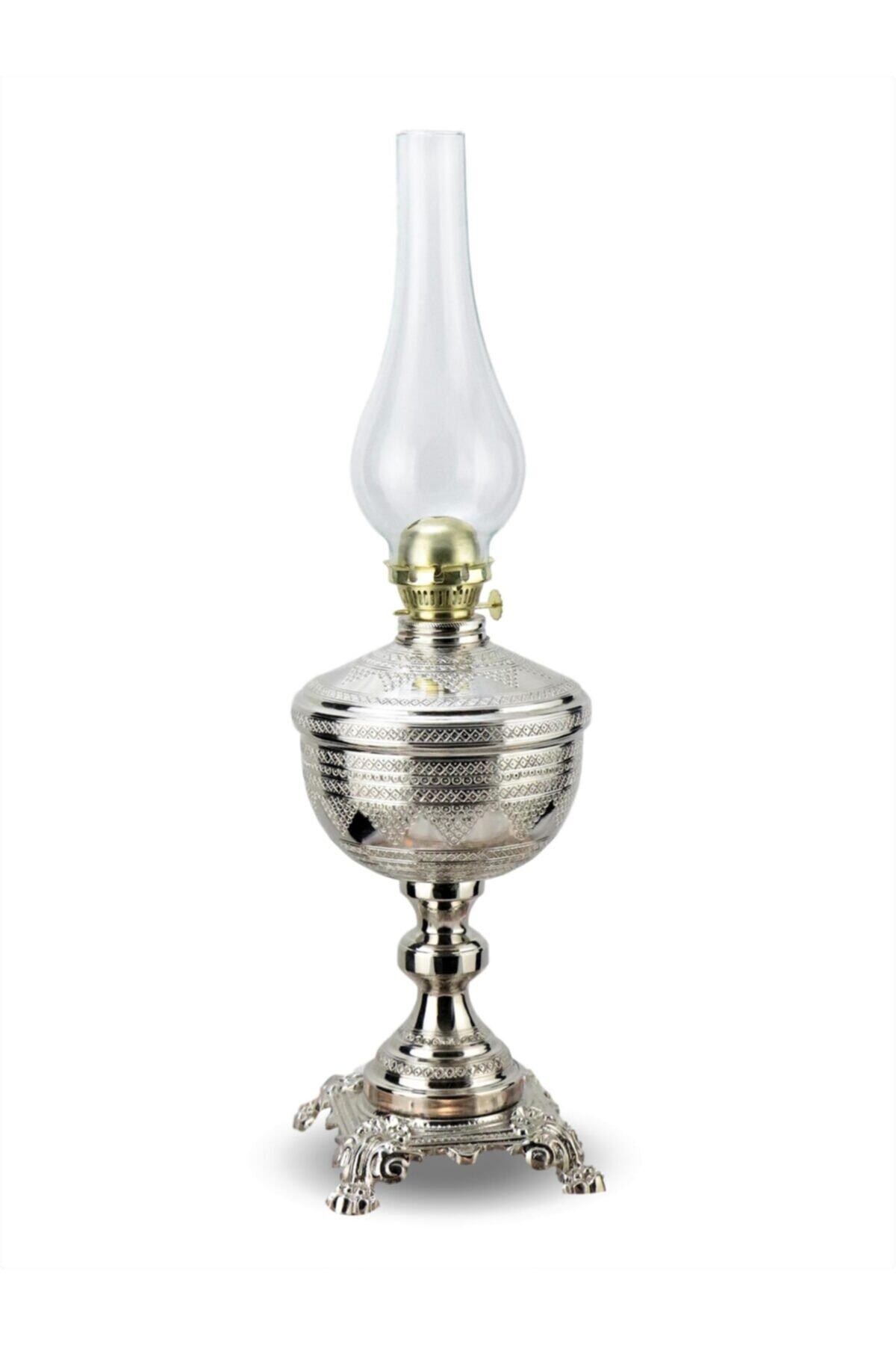 MORYA Zımba Nakışlı Nikel Kaplamalı Lüx Bakır Gaz Lambası