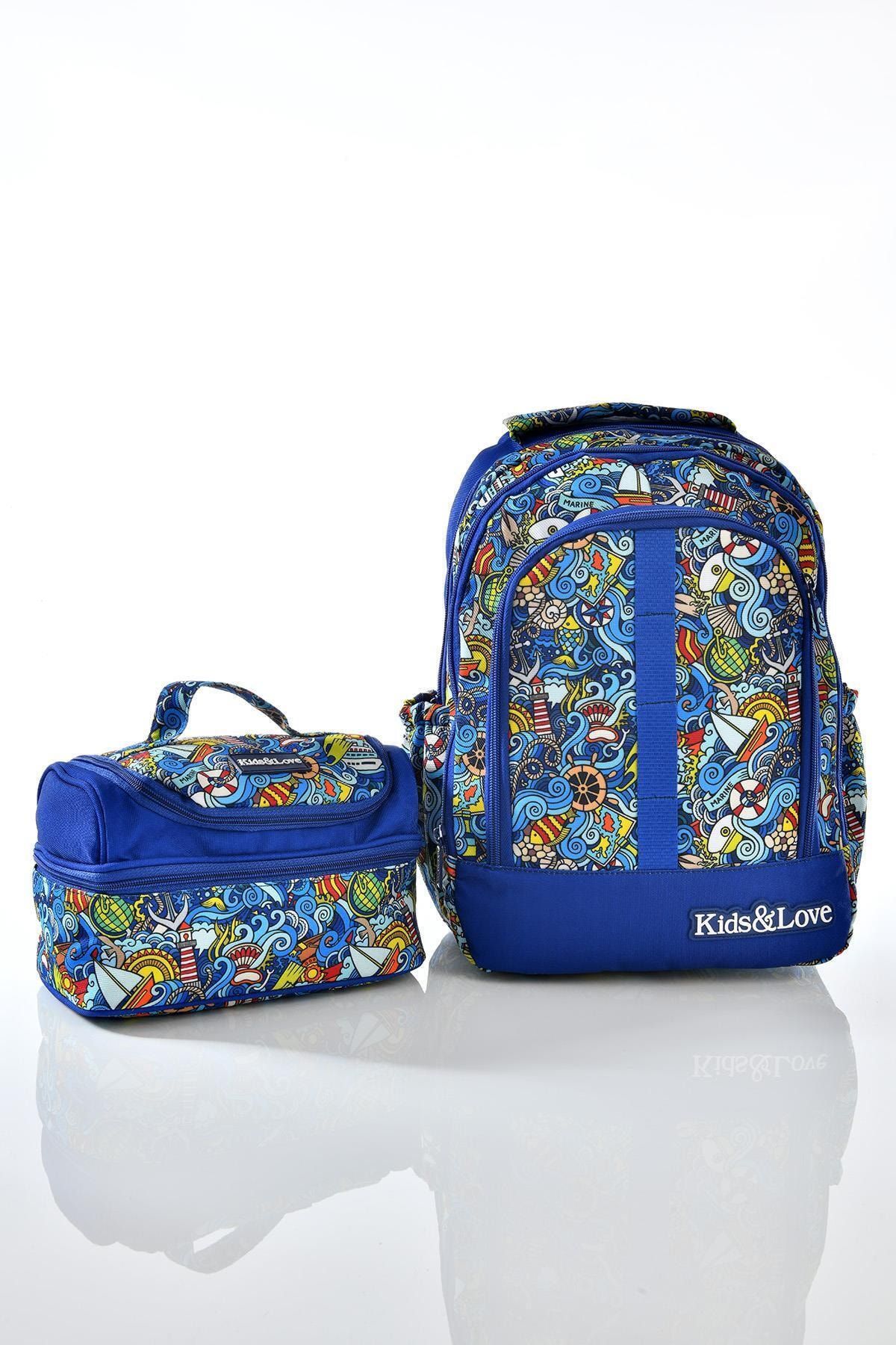 KAUKKO Kıds Love Ocean Okul Sırt Çantası L5032 Beslenme Çantalı Set