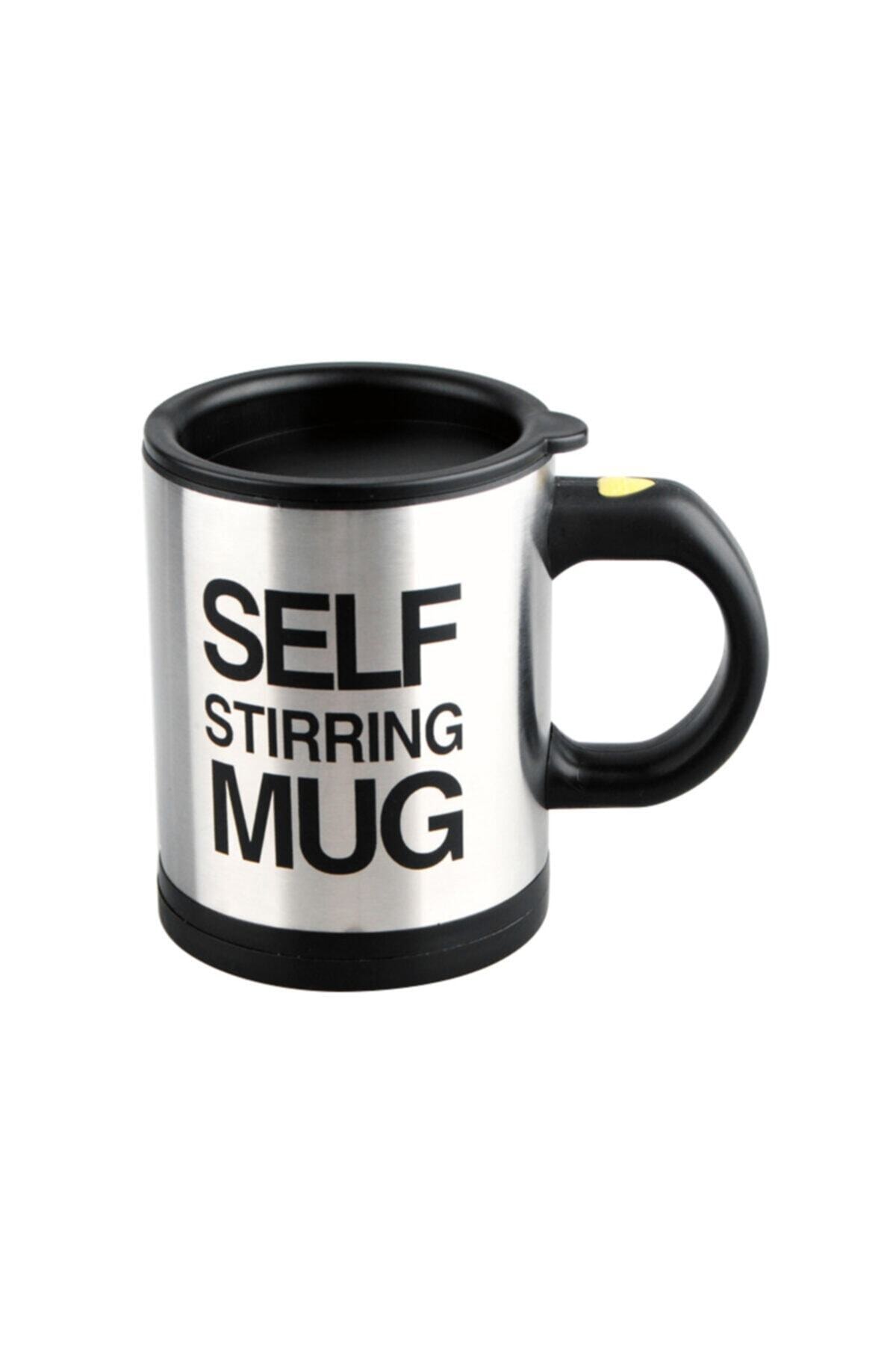ÇILGIN Kendini Karıştıran Mikser Kupa Termos Bardak Siyah - Self Stirring Mug
