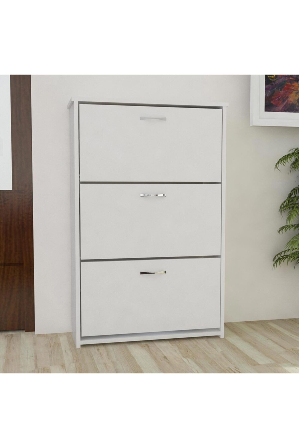 ALMITAL Modilayn Triblex Üç Düşer Kapak Beyaz Ayakkabılık Ard816