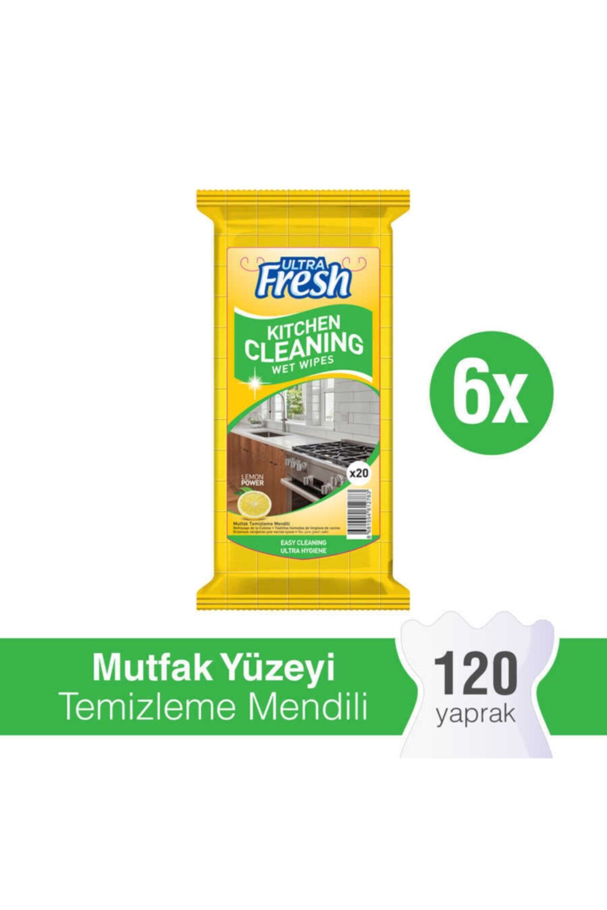 Ultra Fresh Mutfak Yüzeyi Temizleme Mendili 6 x 20 Yaprak