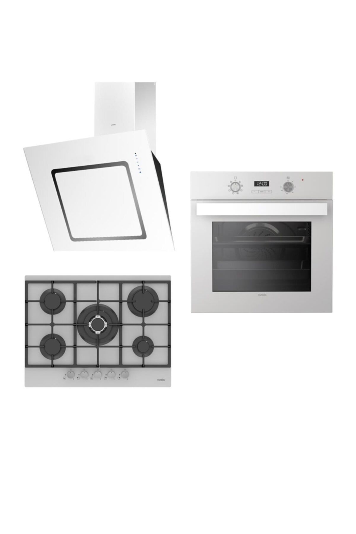 Vinola Set 018-b (Mog.7130.111.02 + Momo.104.111.05 + Mcww106.111.600) Beyaz Ankastre Set