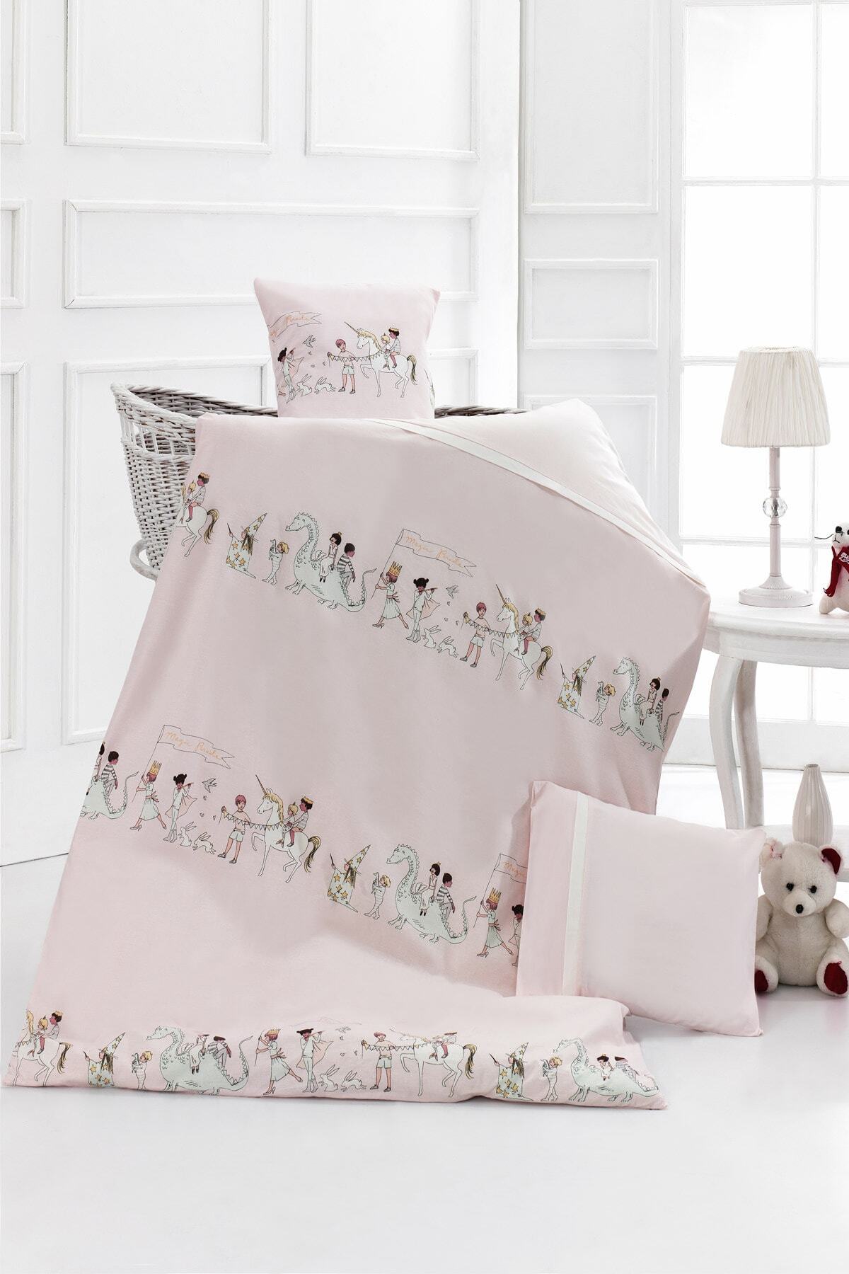 Momi Shop Momishop Pamuklu Nevresim Takımı Pudra