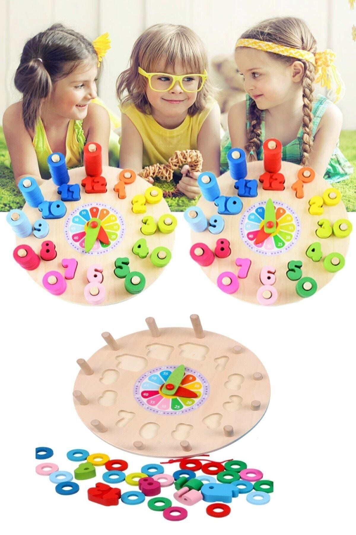 RoseRoi Ahşap Digital Saat Geometrik Şekiller Eşleştirme Logaritmik Öğrenme Eğitici Oyuncak