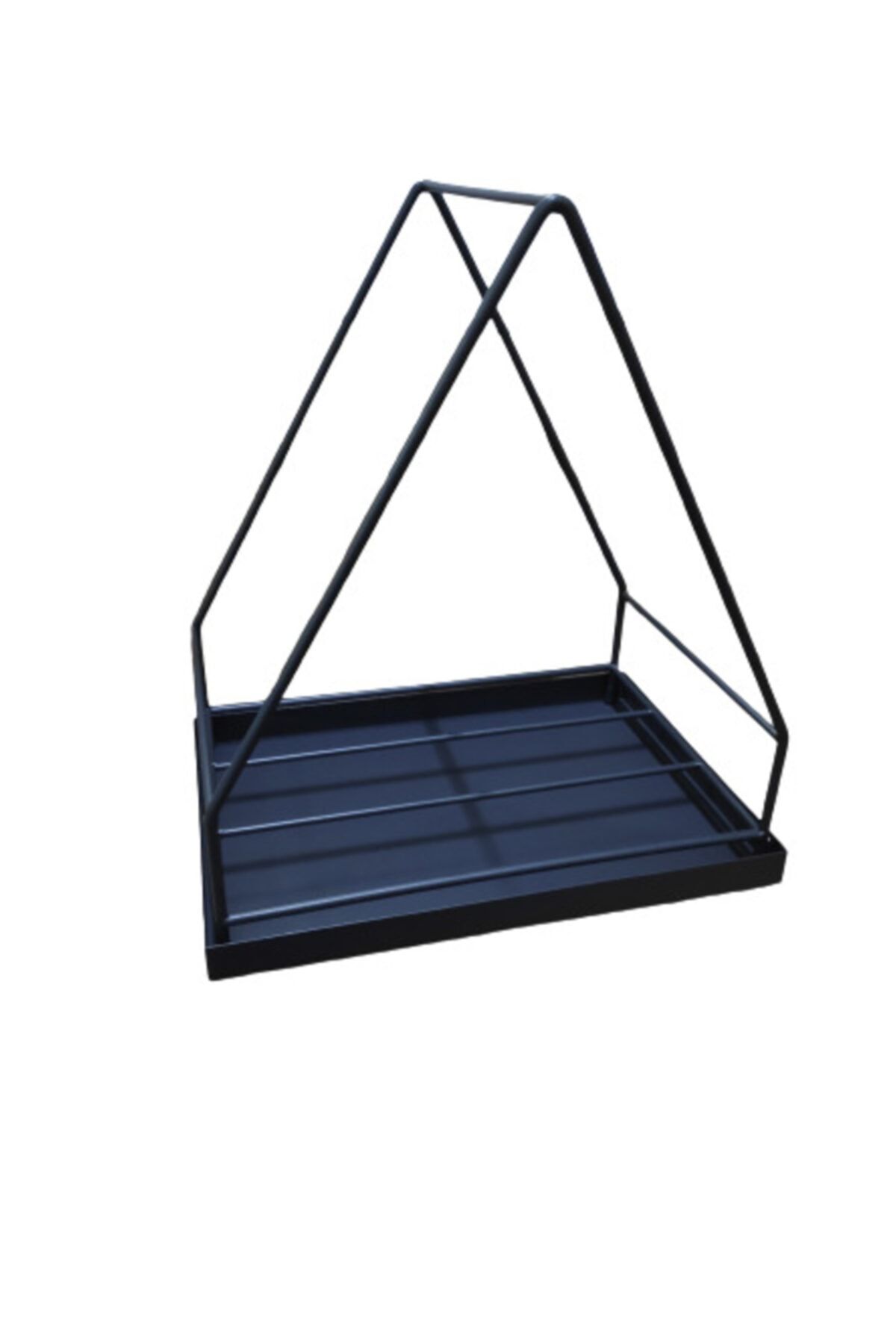 ESOSHHOME Dekoratif Alt Tablalı Tel Odunluk 50 X 35 X 58 Cm Siyah