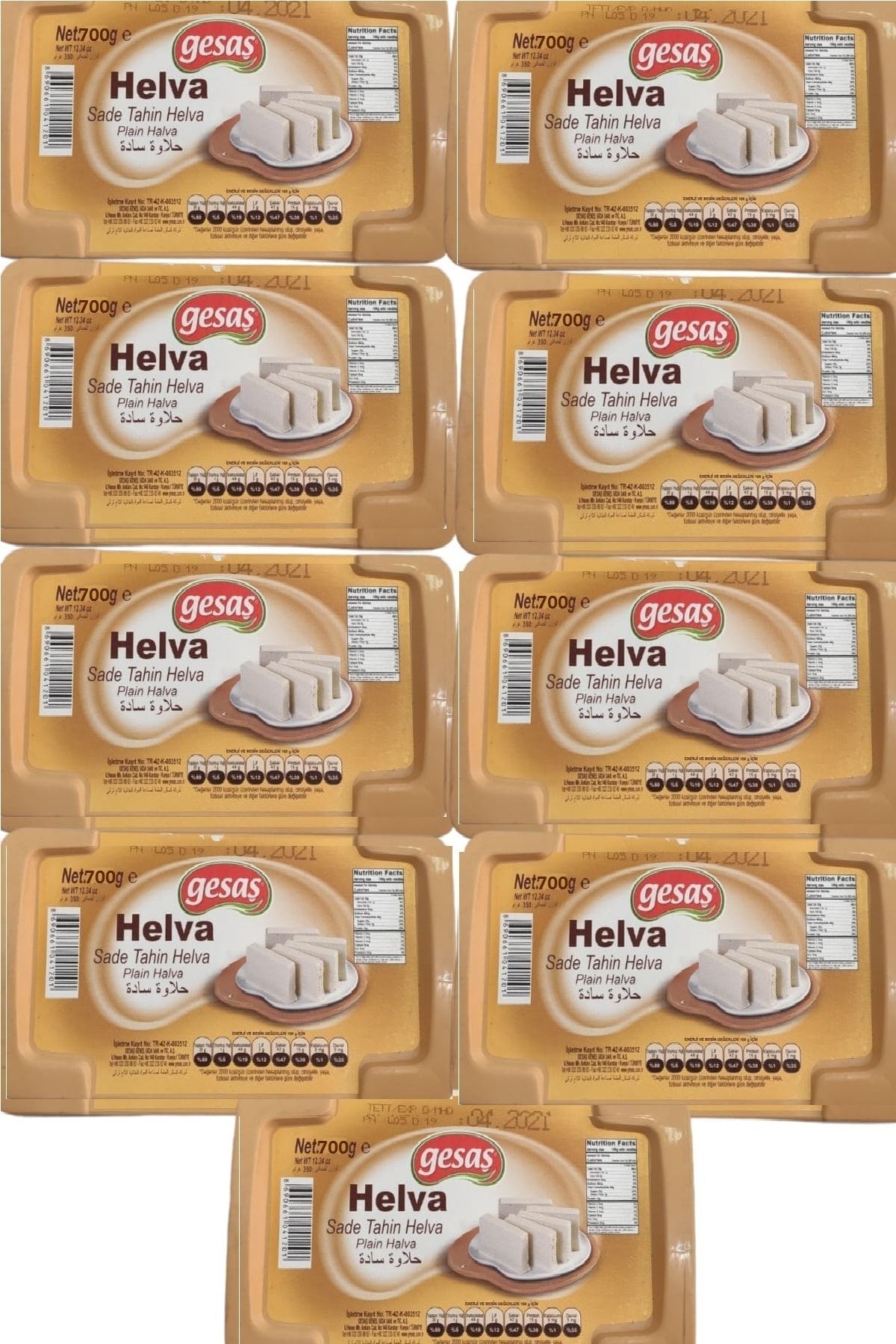 Gesaş Helva Sade 700 Gr X 9 Adet