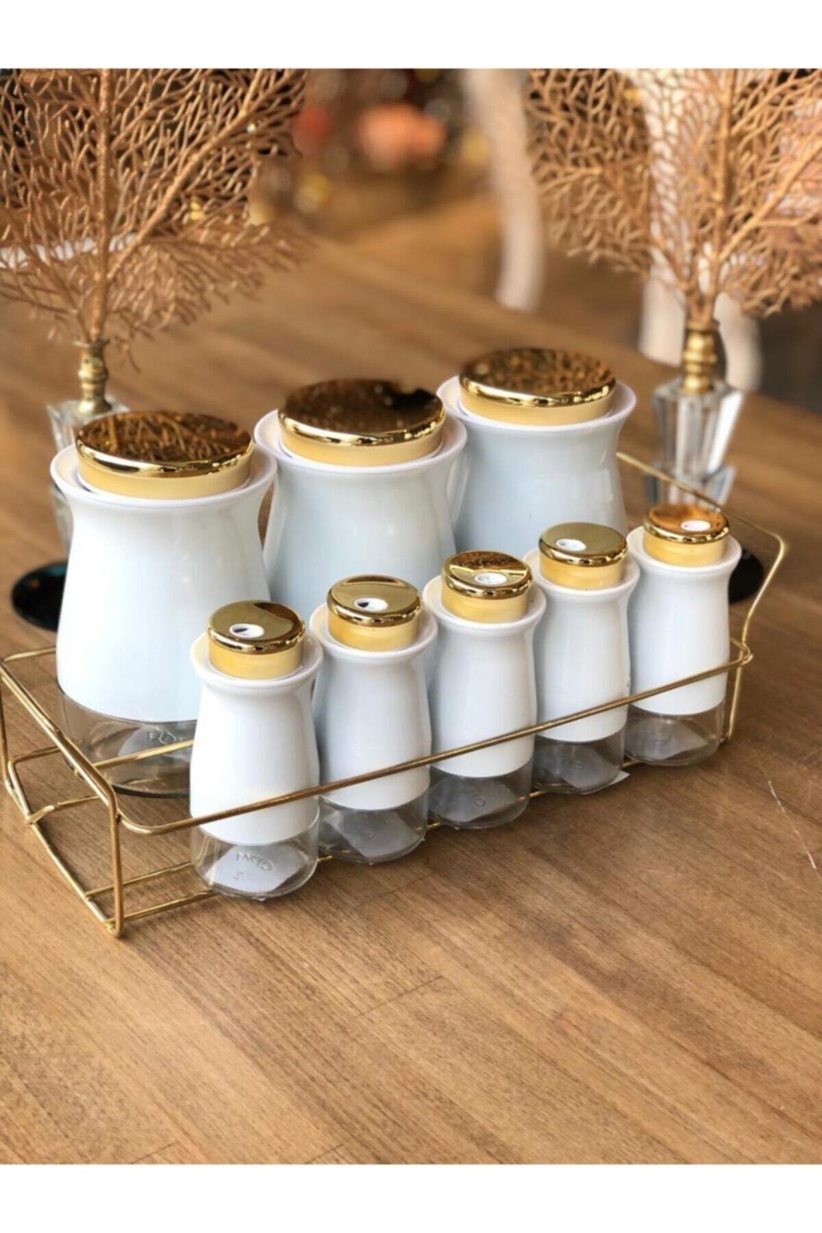 ROSSEV Kitchen Art Beyaz Standlı 8'li Baharat Takımı