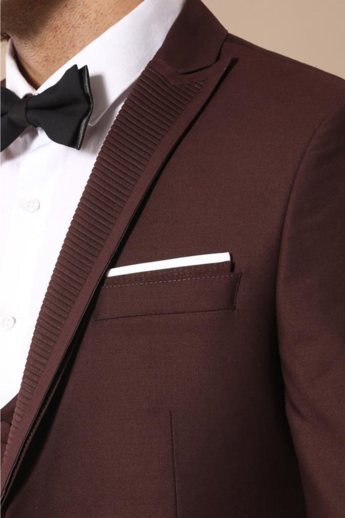 Wessi Erkek Yaka Pliseli Yelekli Slim Fit Damatlık