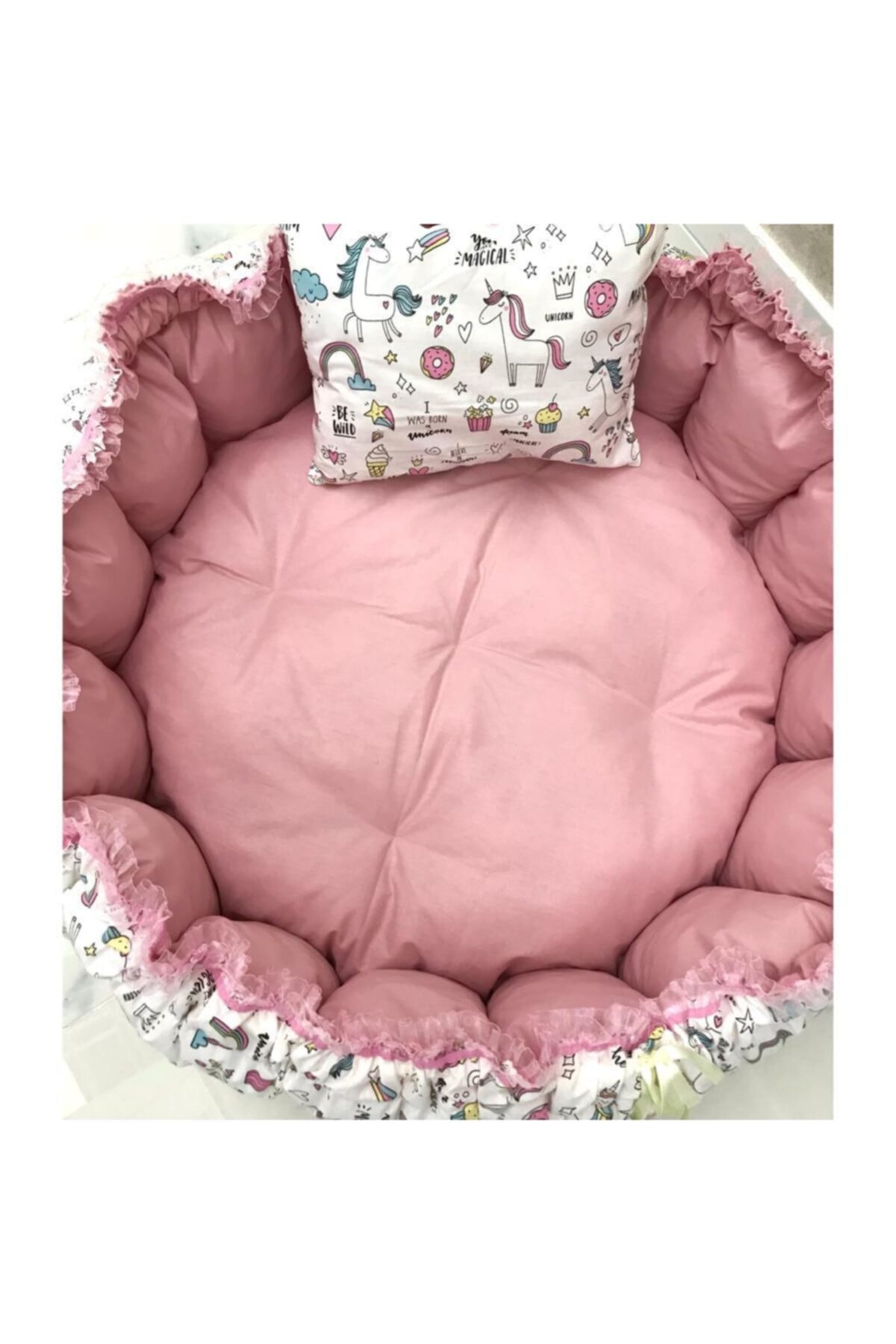 Şık aksesuar Pembe Unicorn Babynest Uyku Ve Oyun Yuvası