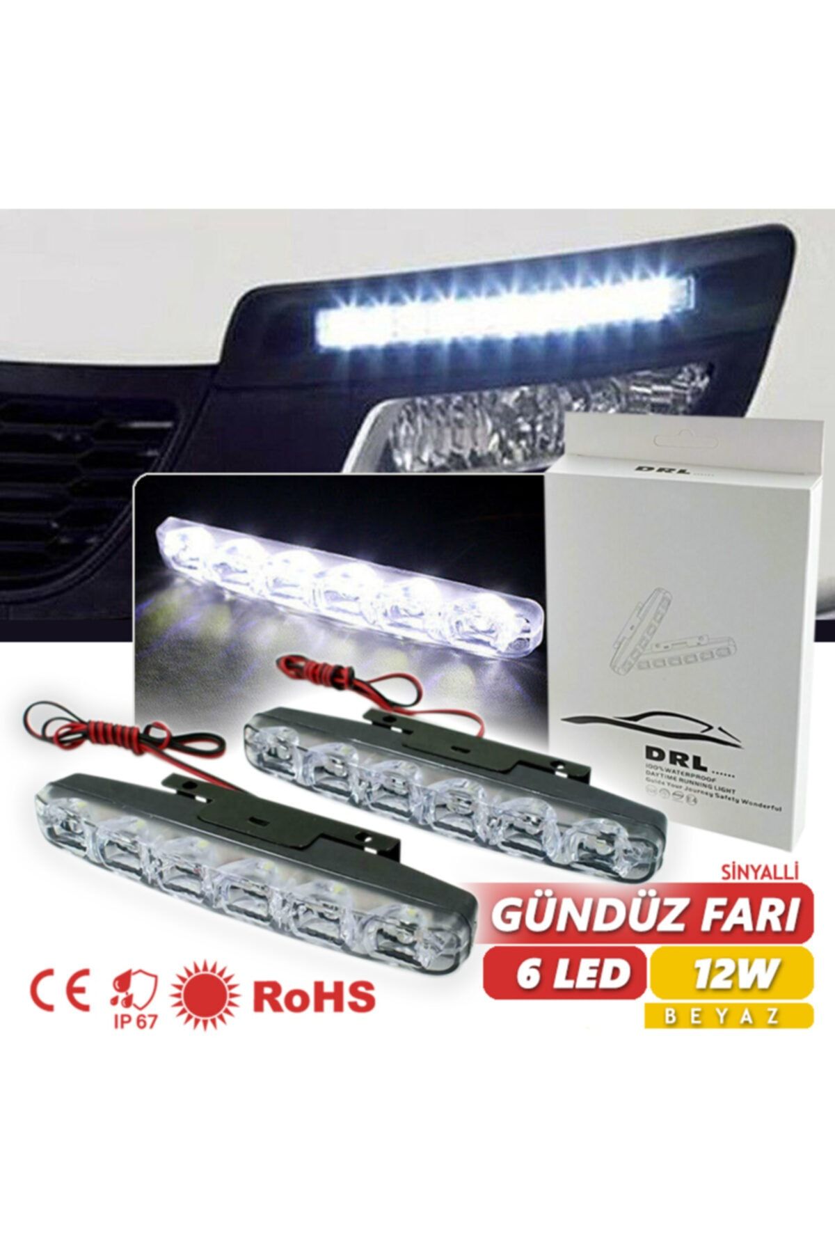 C9 Drl Gündüz Far Ledi 6 Led 18w Su Geçirmez Tek Renk