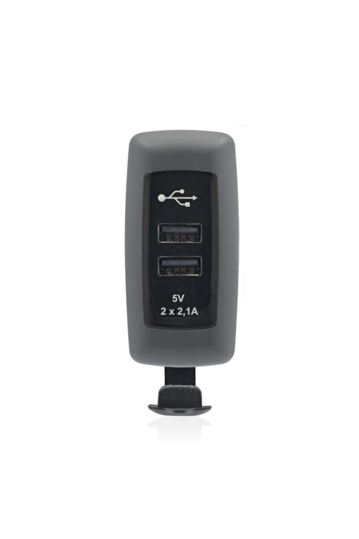 Sanel 12//24v 4,2a Boru Tipi Usb Şarj Ünitesi Mavi Led