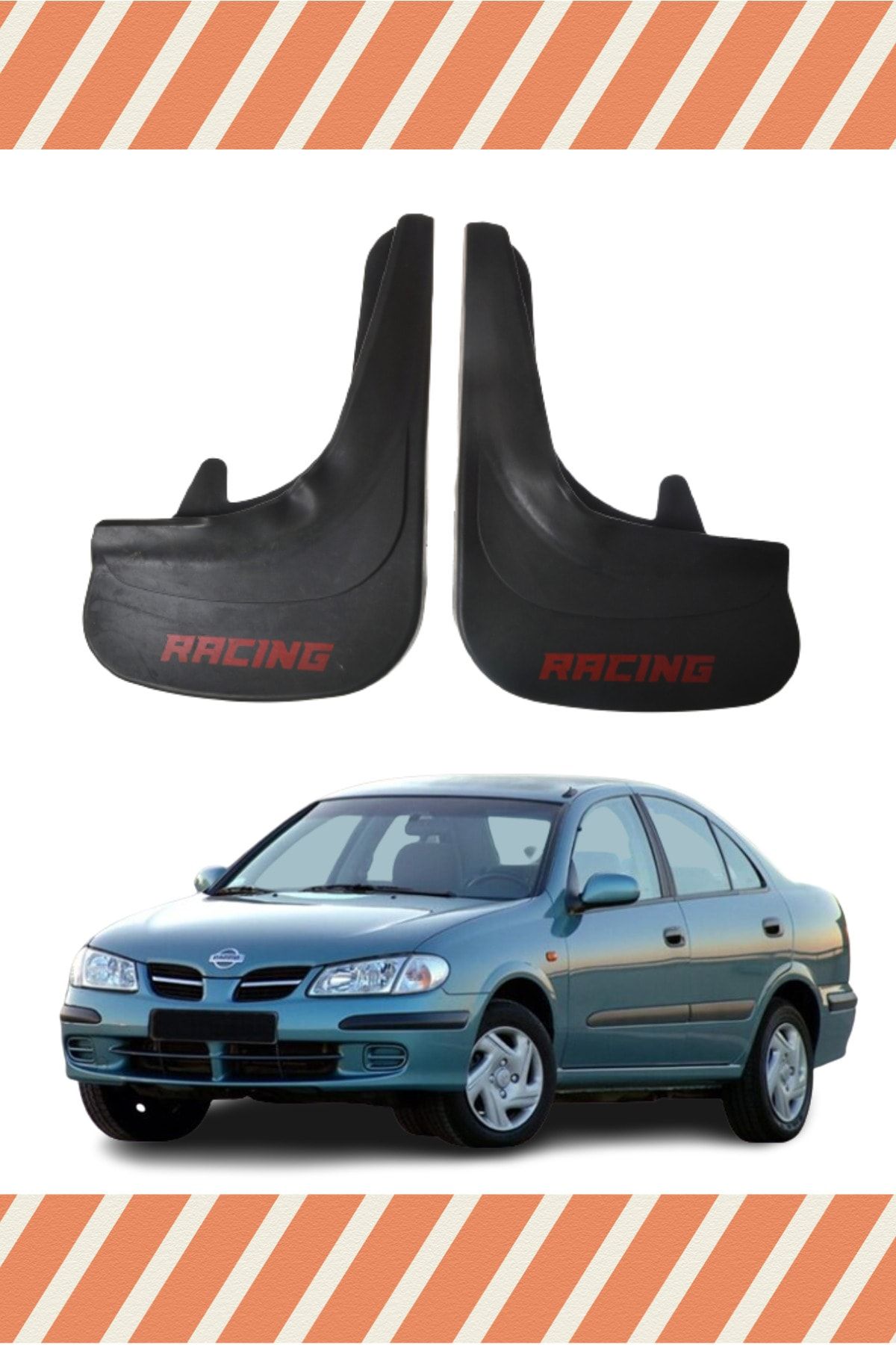 NOVDES Nissan Almera Racing Red Written 2 Piece Gaiter Mudguard