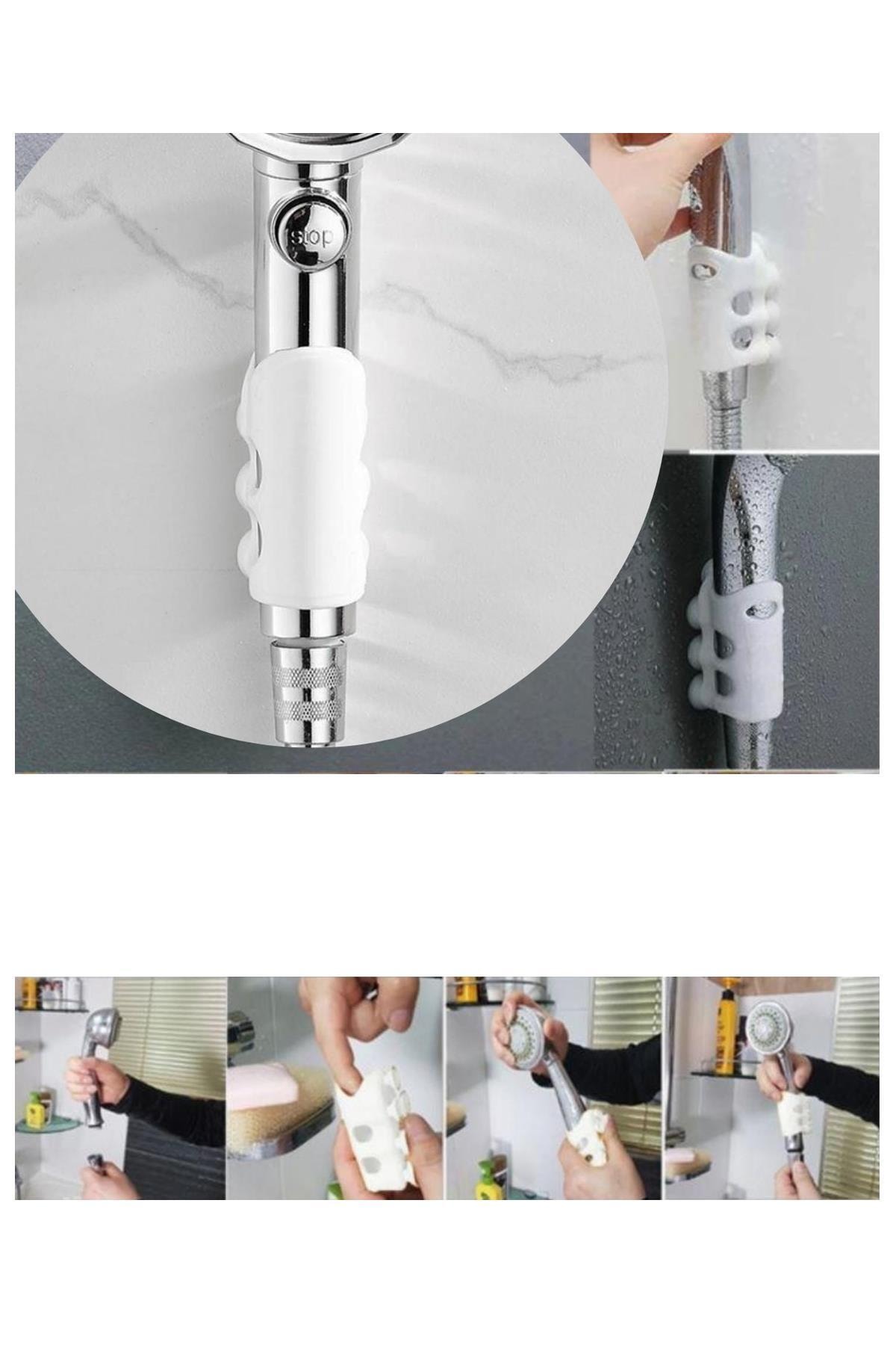 Hayveys Banyo Duş Başlığı Borusuna Takılan 7 Vantuzlu Silikon Tutacak