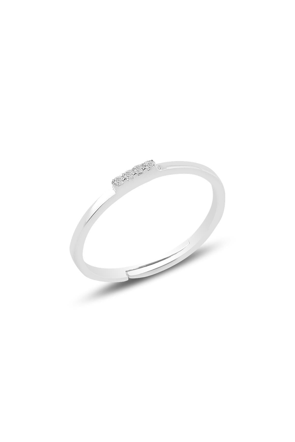 Söğütlü Silver Gümüş Rodyumlu Zirkon Taşlı Ayarlamalı Elegant Gümüş Yüzük