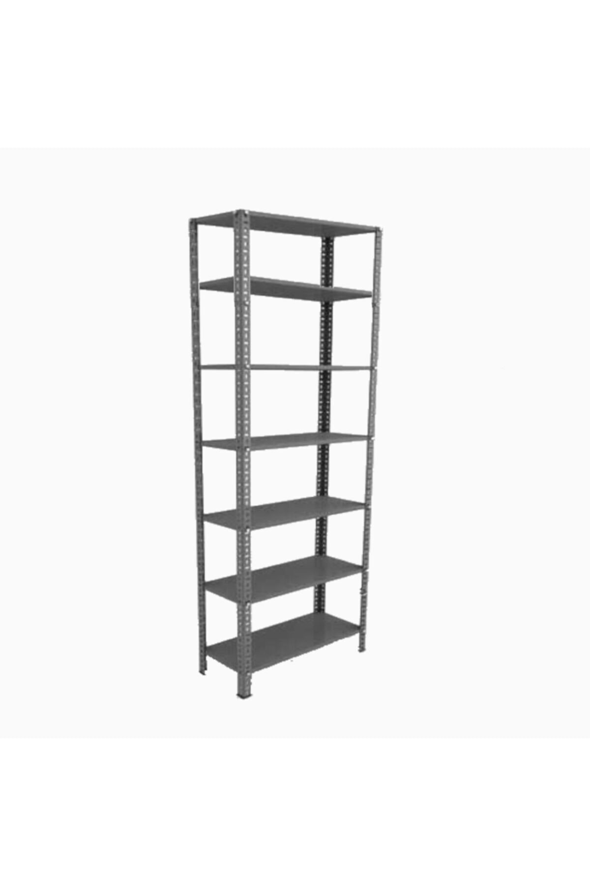 AçıkMağazam Güneyraf 7 Katlı Galvaniz Üzeri Fırın Boya Gri Çelik Raf Arşiv Depo Kiler Rafı 31x60x250