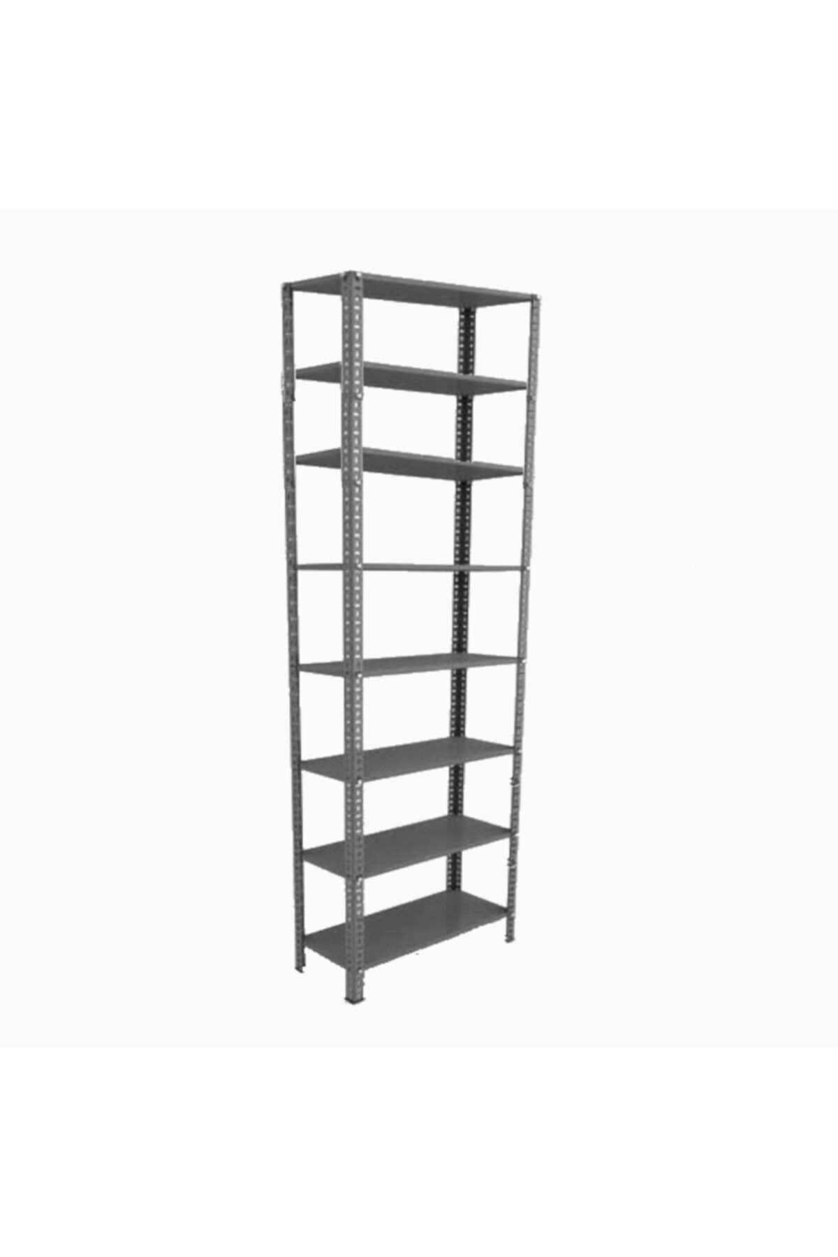AçıkMağazam Güneyraf 8 Katlı Galvaniz Üzeri Fırın Boya Gri Çelik Raf Arşiv Depo Kiler Rafı 31x75x250