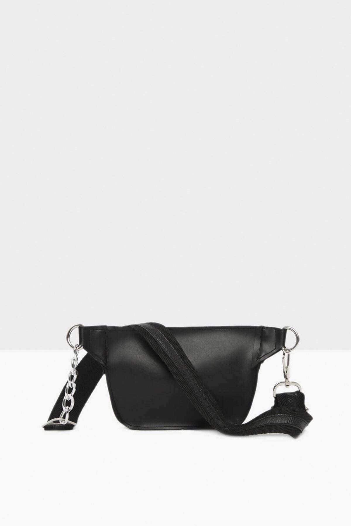 G&E BAGS Kadın Siyah Çift Gözlü Bel Çantası