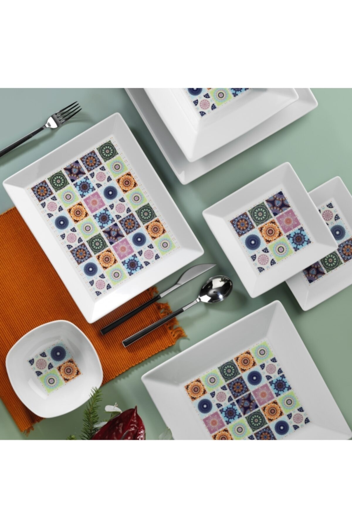 Kütahya Porselen 26 Parça Beyaz Desenli Yemek Seti