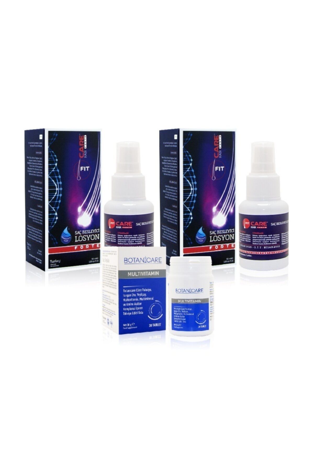 FitcareForte Fitcare Forte Saç Kürü Bakım Losyonu 2 Adet + Multivitamin