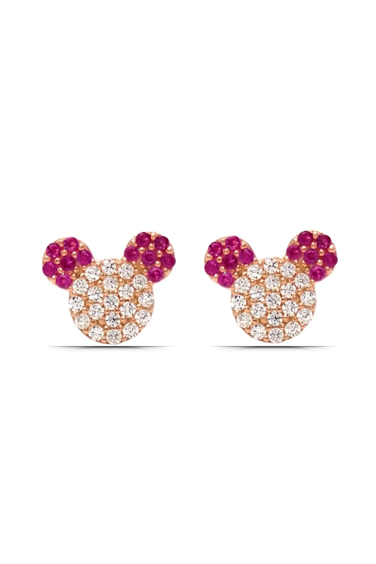 Parmas Design Kadın Mickey Mouse Gümüş Küpe