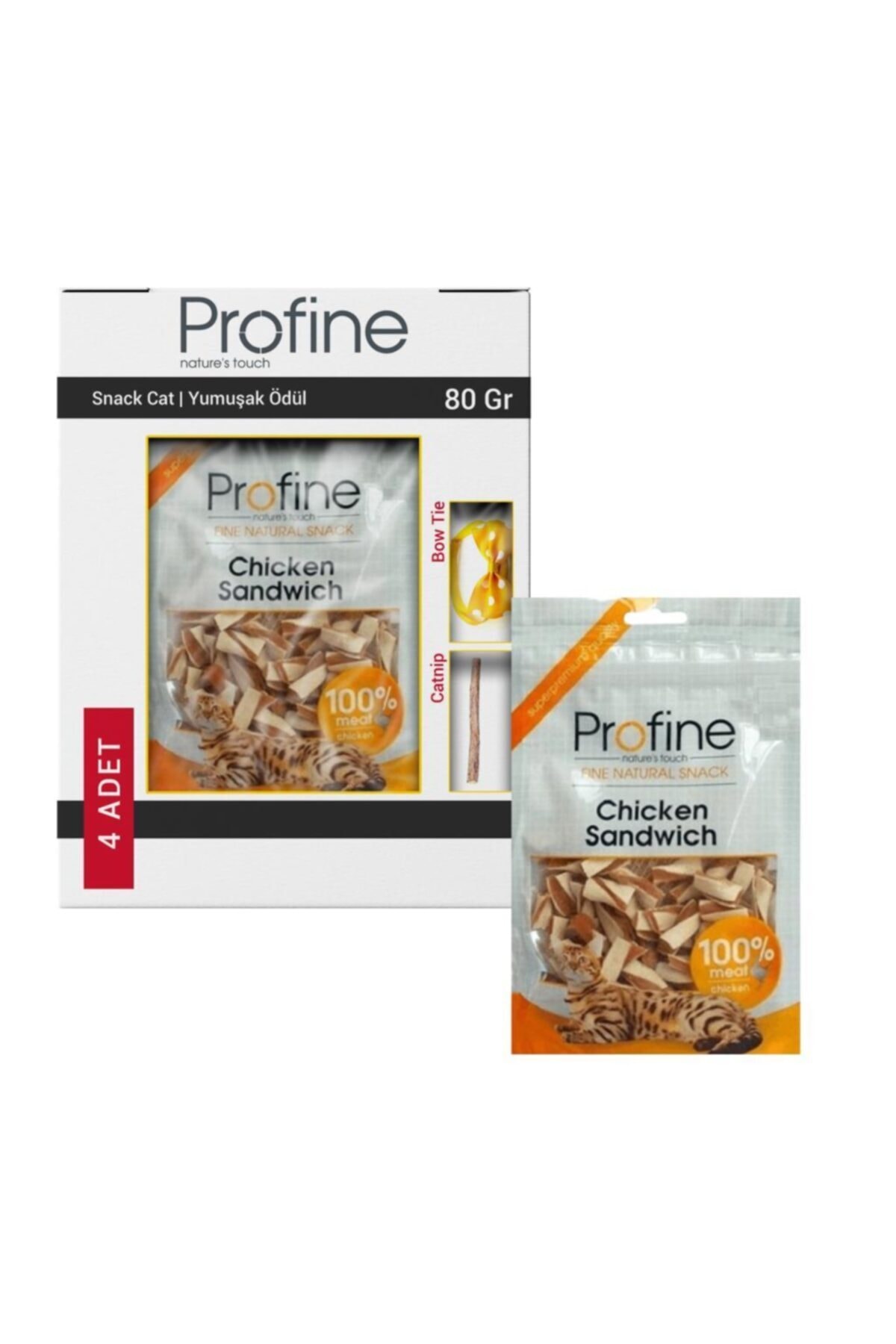 Profine Snack Cat Tavuklu Yumuşak Kedi Ödül Maması 4x80 gr