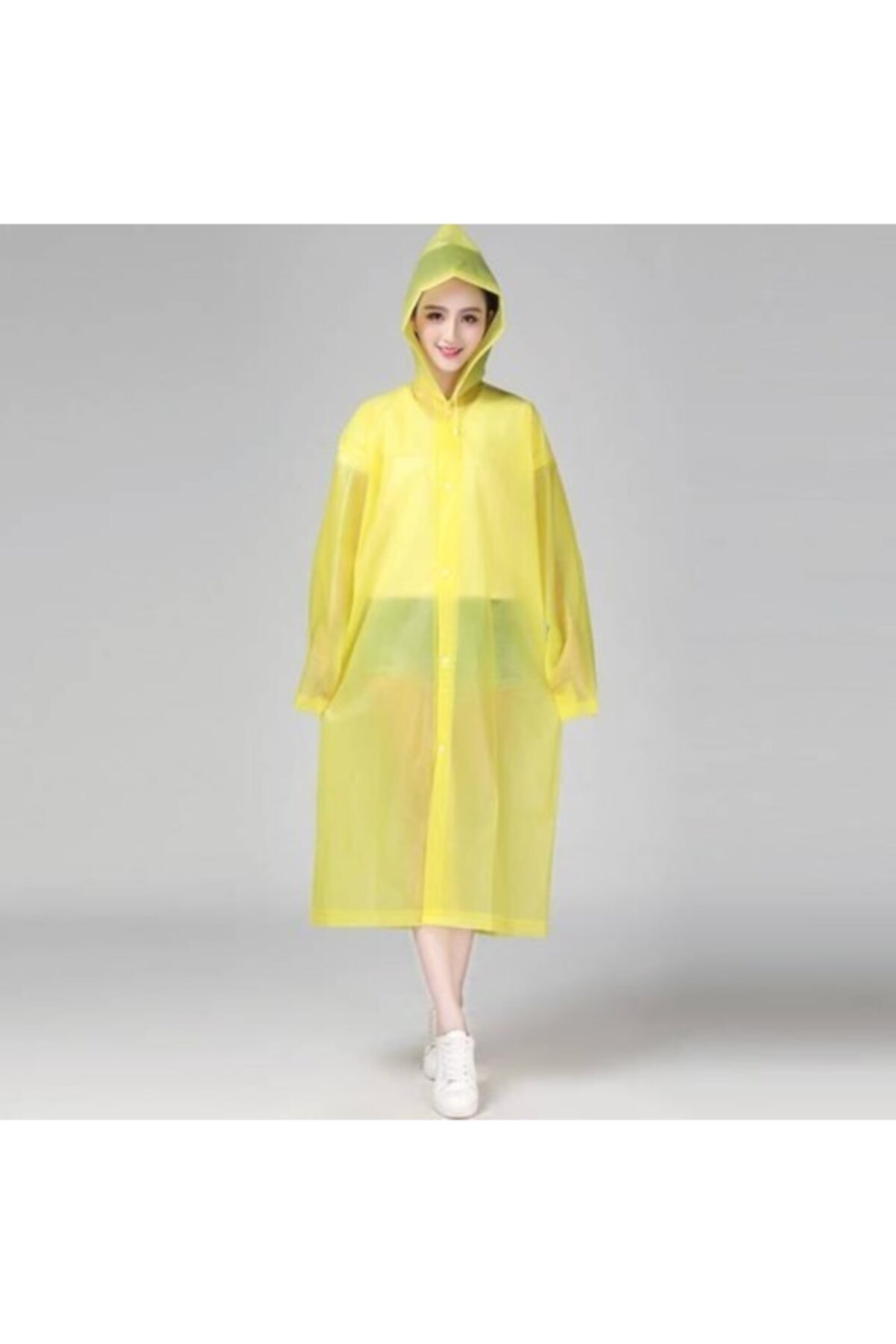 Dream Plus Unisex Su Geçirmez Şık Kıyafet Üstü Yağmurluk Sarı Sarı